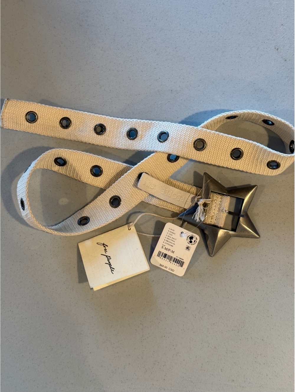 FREE PEOPLE NWT Canvas Star Buckle Belt